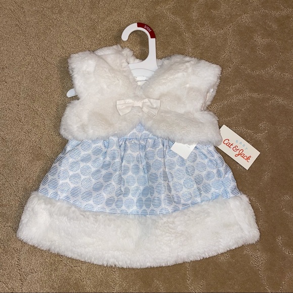 Cat & Jack Other - NEW Cat & Jack Baby Holiday Faux Fur Dress Set